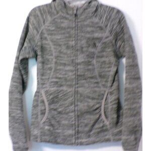 The North Face Womens S Gray Full Zip Hooded Jacket Coat Polyester/Elastane
